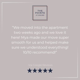 Find your perfect fit at The Pointe at Concord a review from a client